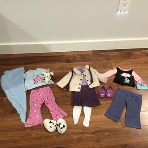 18” Doll Lot of three Outfits: Pajamas, Jacket-Fits American Girl